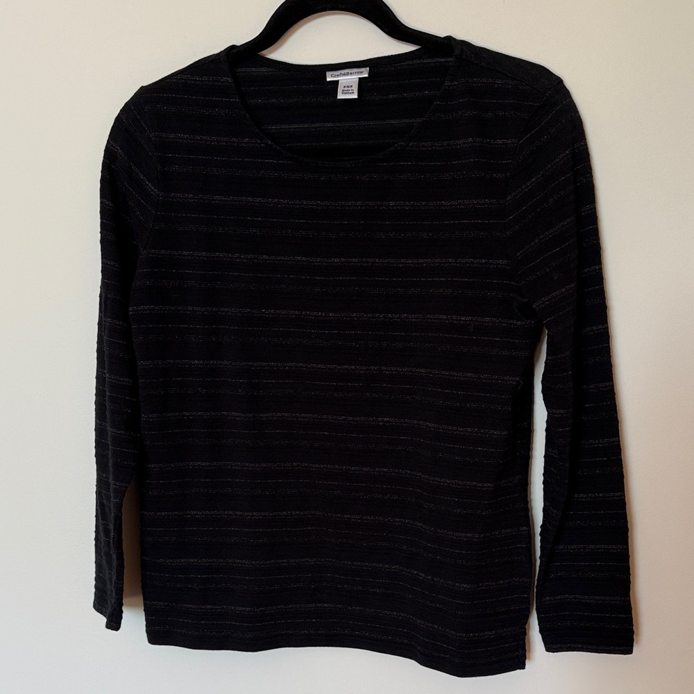 Croft & Barrow Glittery Striped Long Sleeve Tee